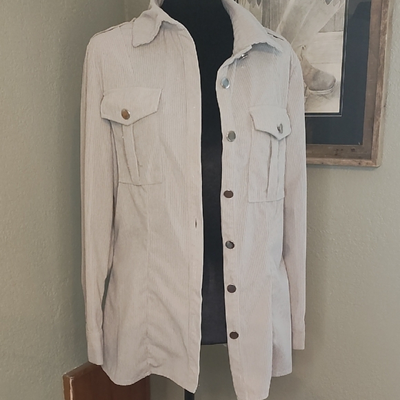 Unk Tops - Women's Grey Corduroy Shirt Jacket